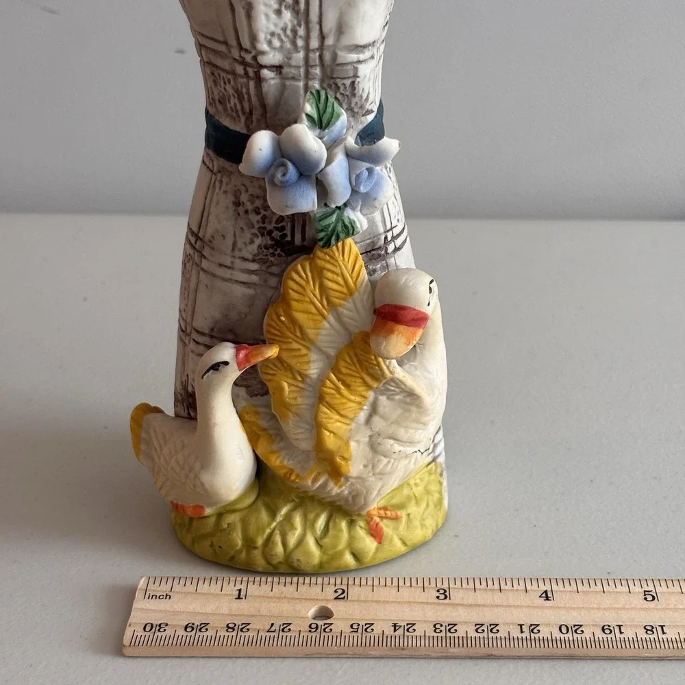 Painted Retro Ceramic Duck Swan Flower Vase Country Core 90s Art Cottagecore